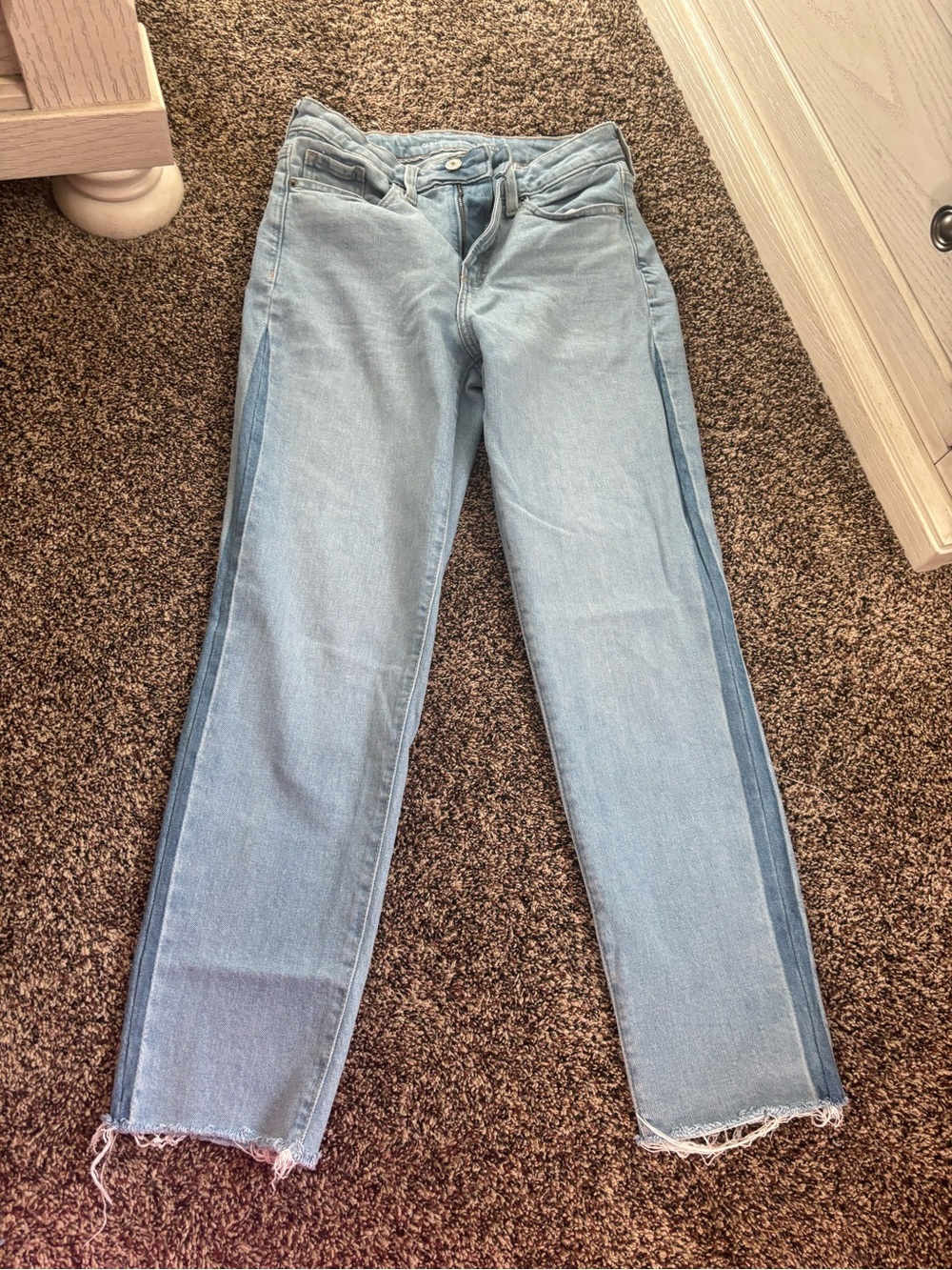 Old Navy Light Blue OG Straight Jeans with Dark Blue Side Panels